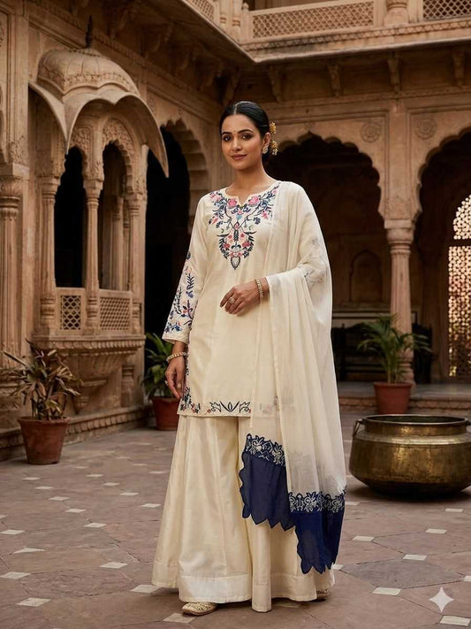 Crepe Silk Embroidery Suit