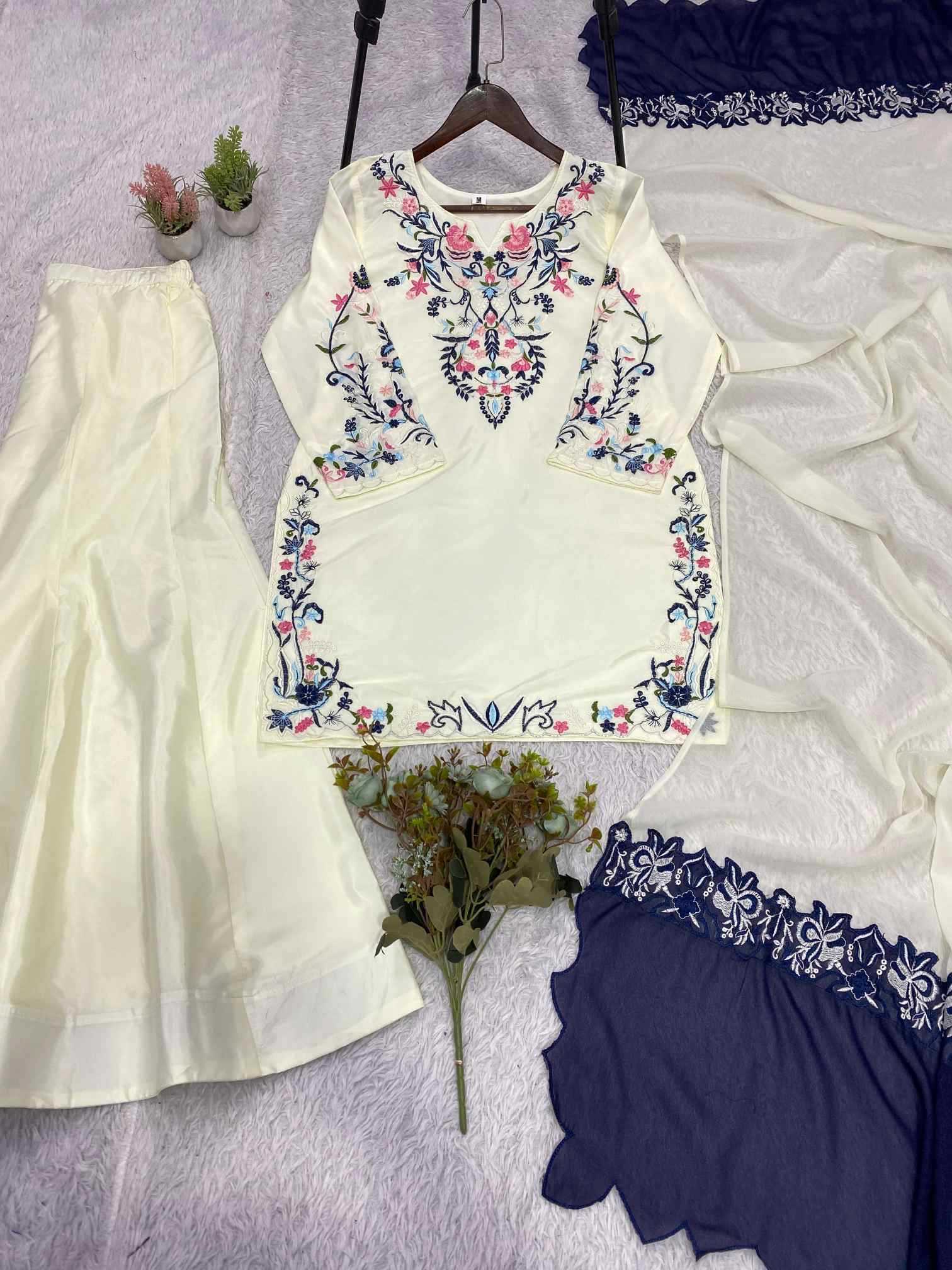 Crepe Silk Embroidery Suit