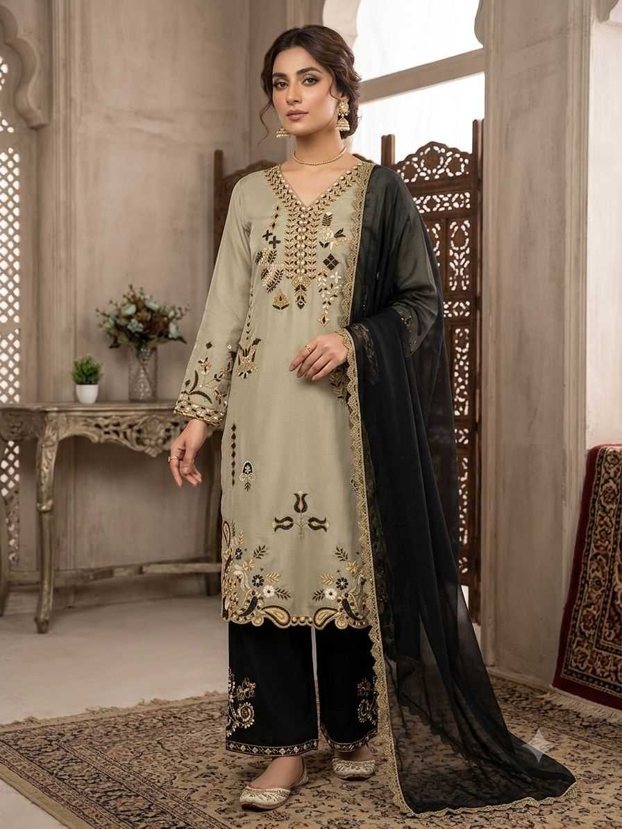 Heavy Roman Silk Embroidery Suit