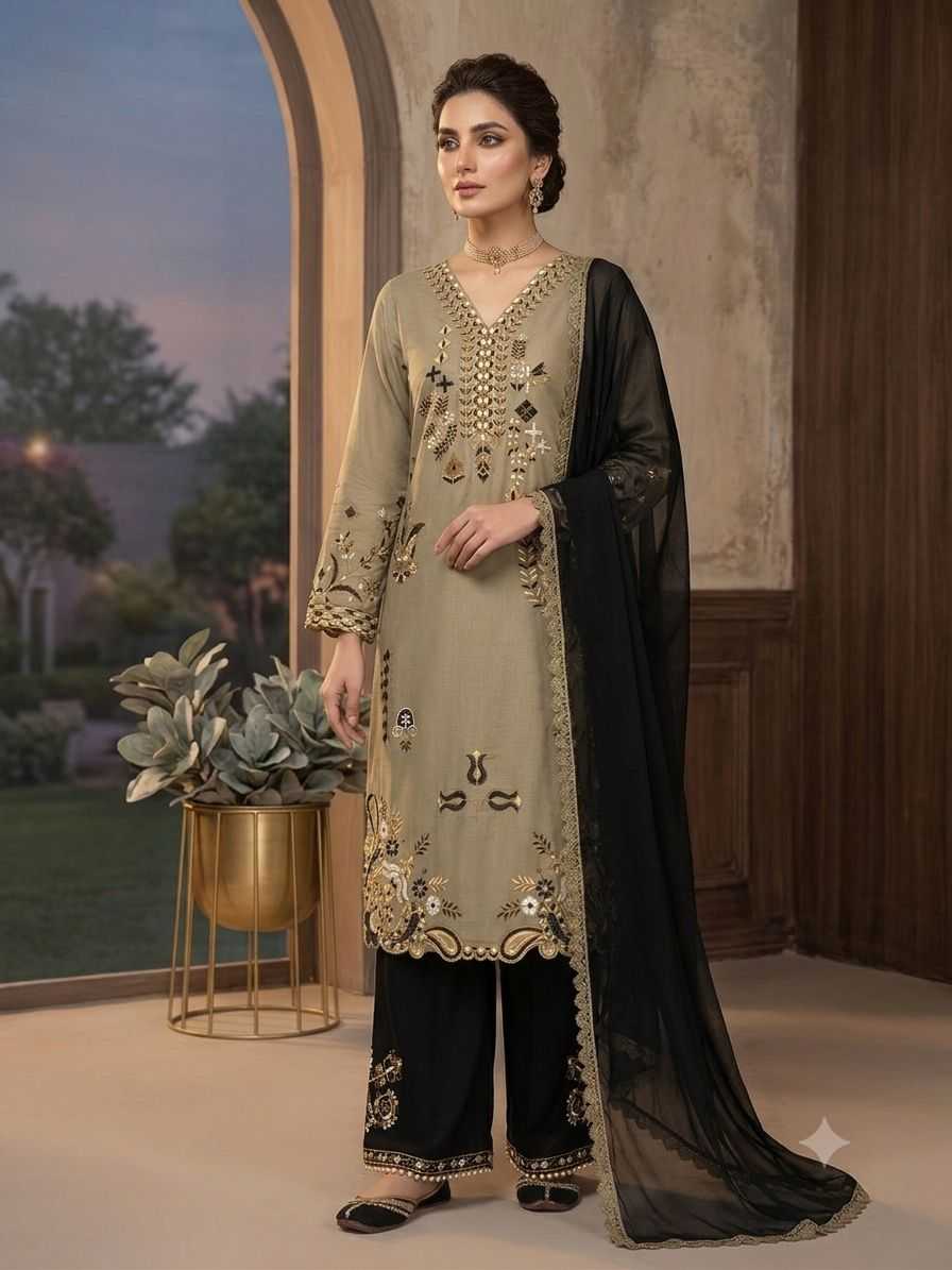 Heavy Roman Silk Embroidery Suit
