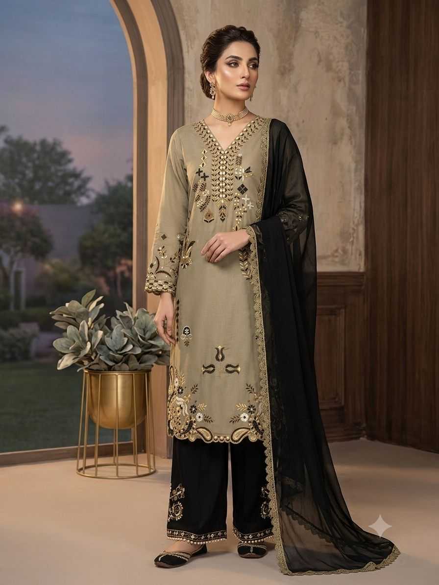 Heavy Roman Silk Embroidery Suit