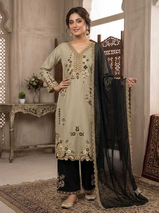Heavy Roman Silk Embroidery Suit