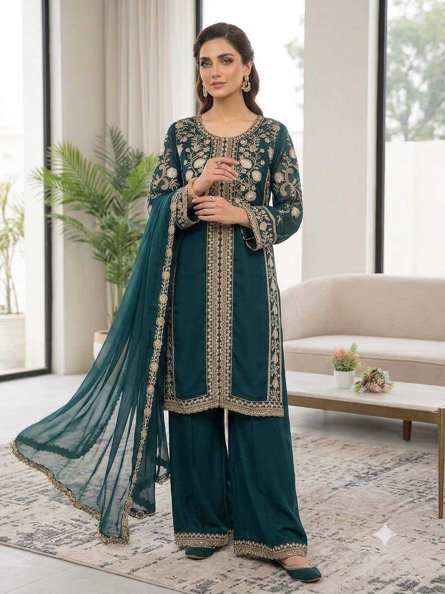 Heavy Roman Silk Embroidery Suit in Morpich
