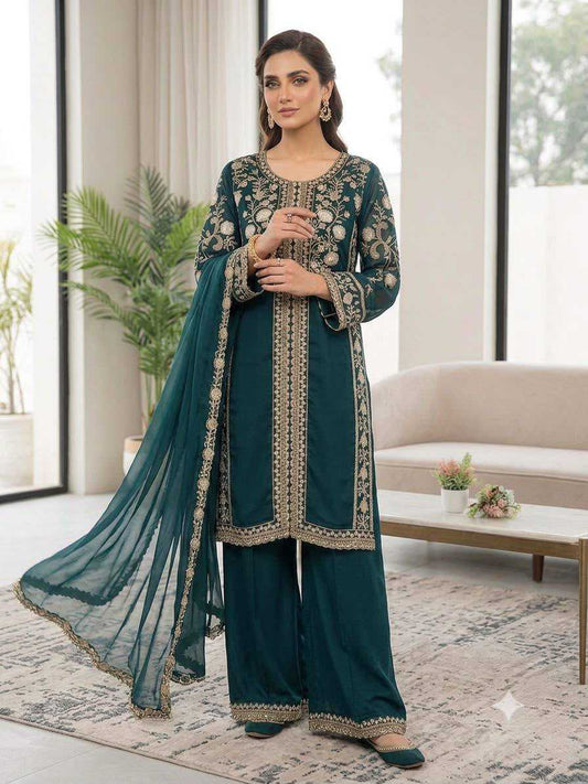 Heavy Roman Silk Embroidery Suit in Morpich