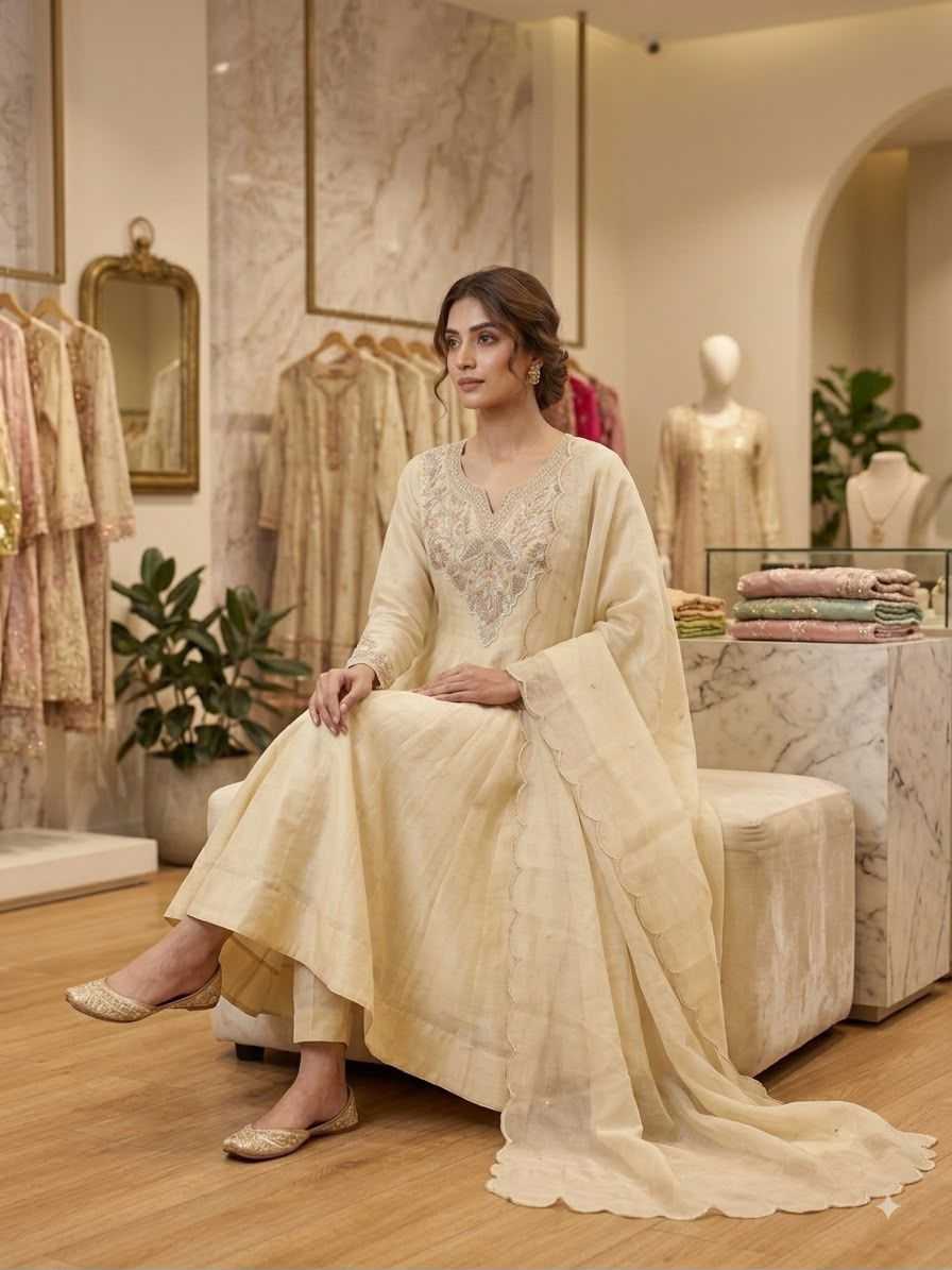 Dull Moss Embroidery Suit 2135