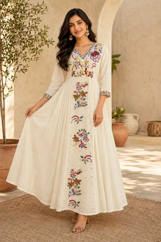 Cotton Embroidery Gown 2142
