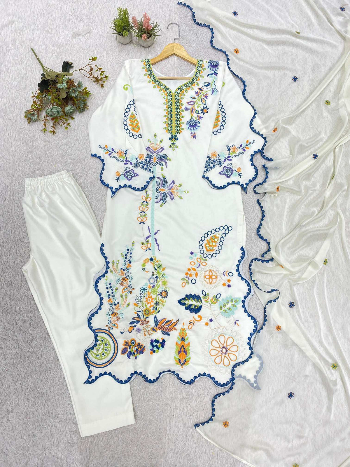 Silk Mirror Work Kurti
