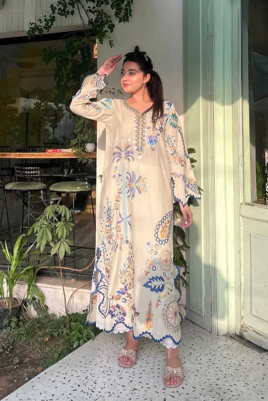 Silk Mirror Work Kurti