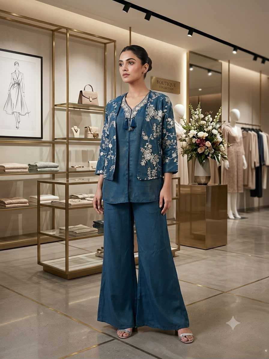 Dull Moss Embroidery Suit