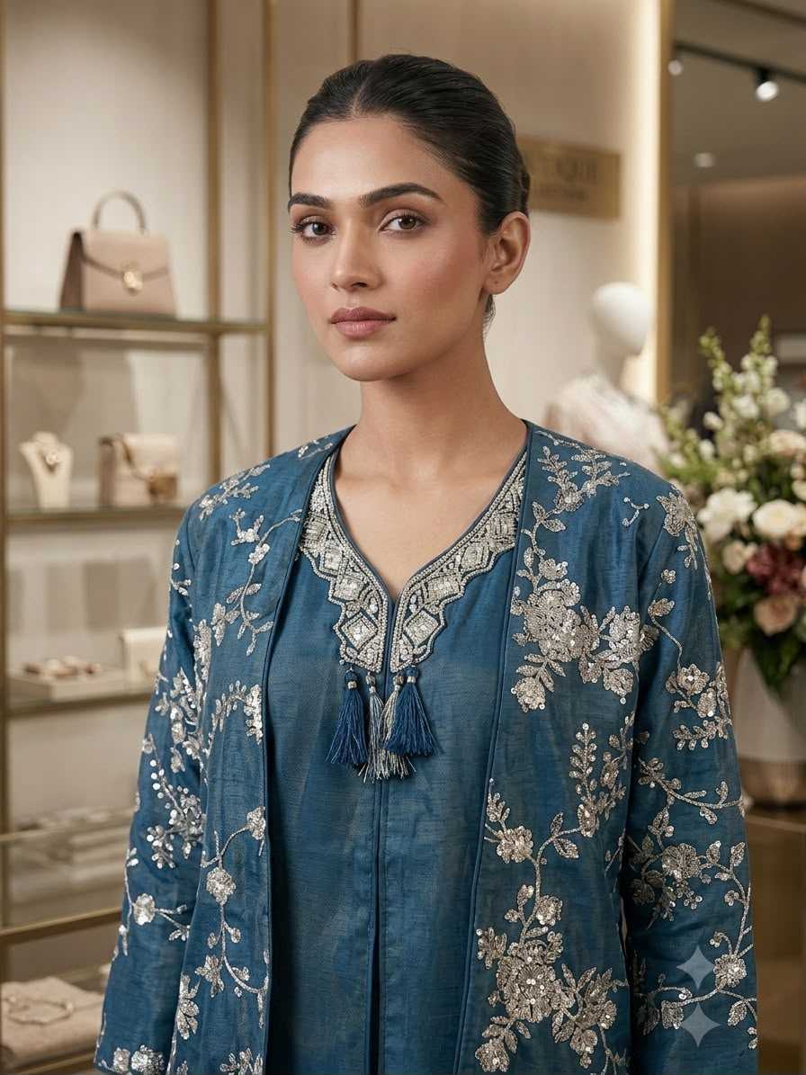 Dull Moss Embroidery Suit
