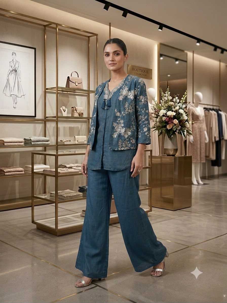 Dull Moss Embroidery Suit