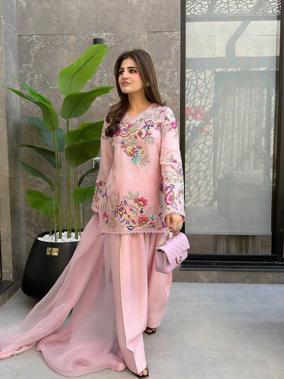 Crepe Silk Sharara Salwar Suit