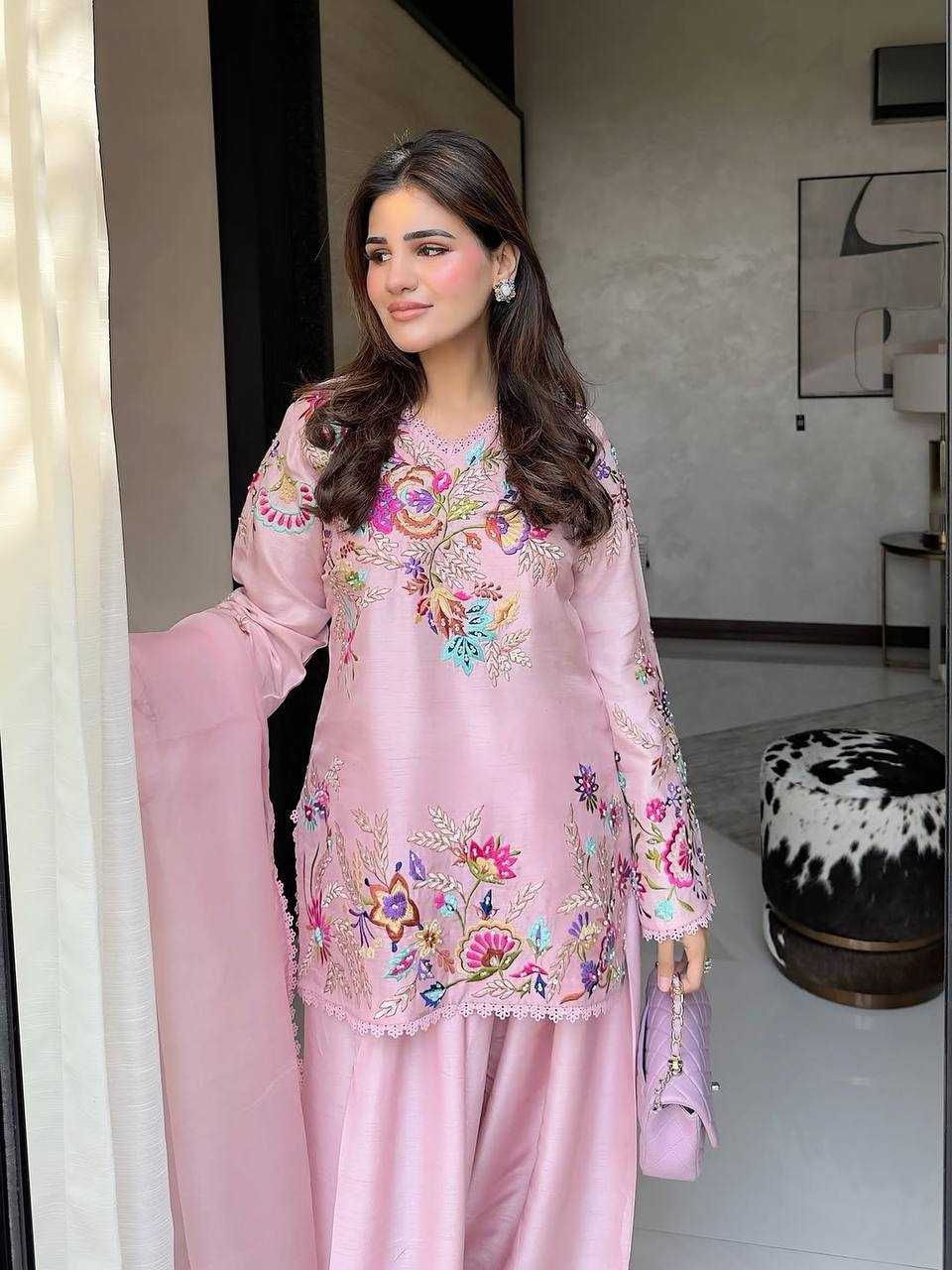 Crepe Silk Sharara Salwar Suit