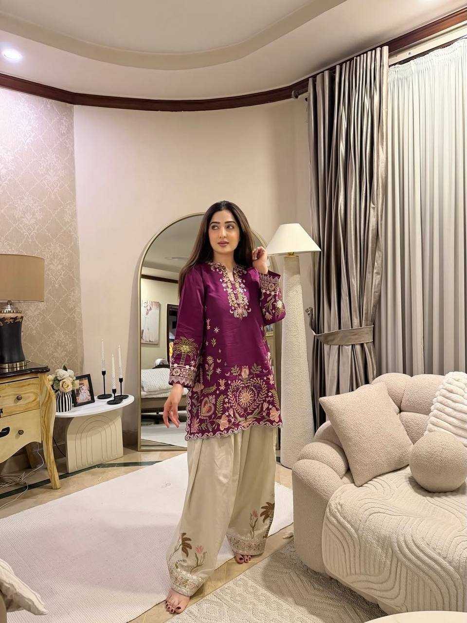 Crepe Silk Sharara Salwar Suit