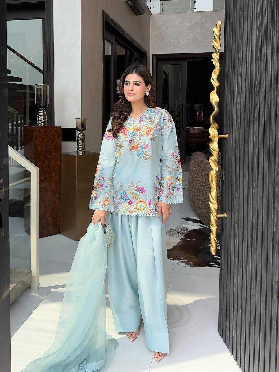 Crepe Silk Sharara Salwar Suit