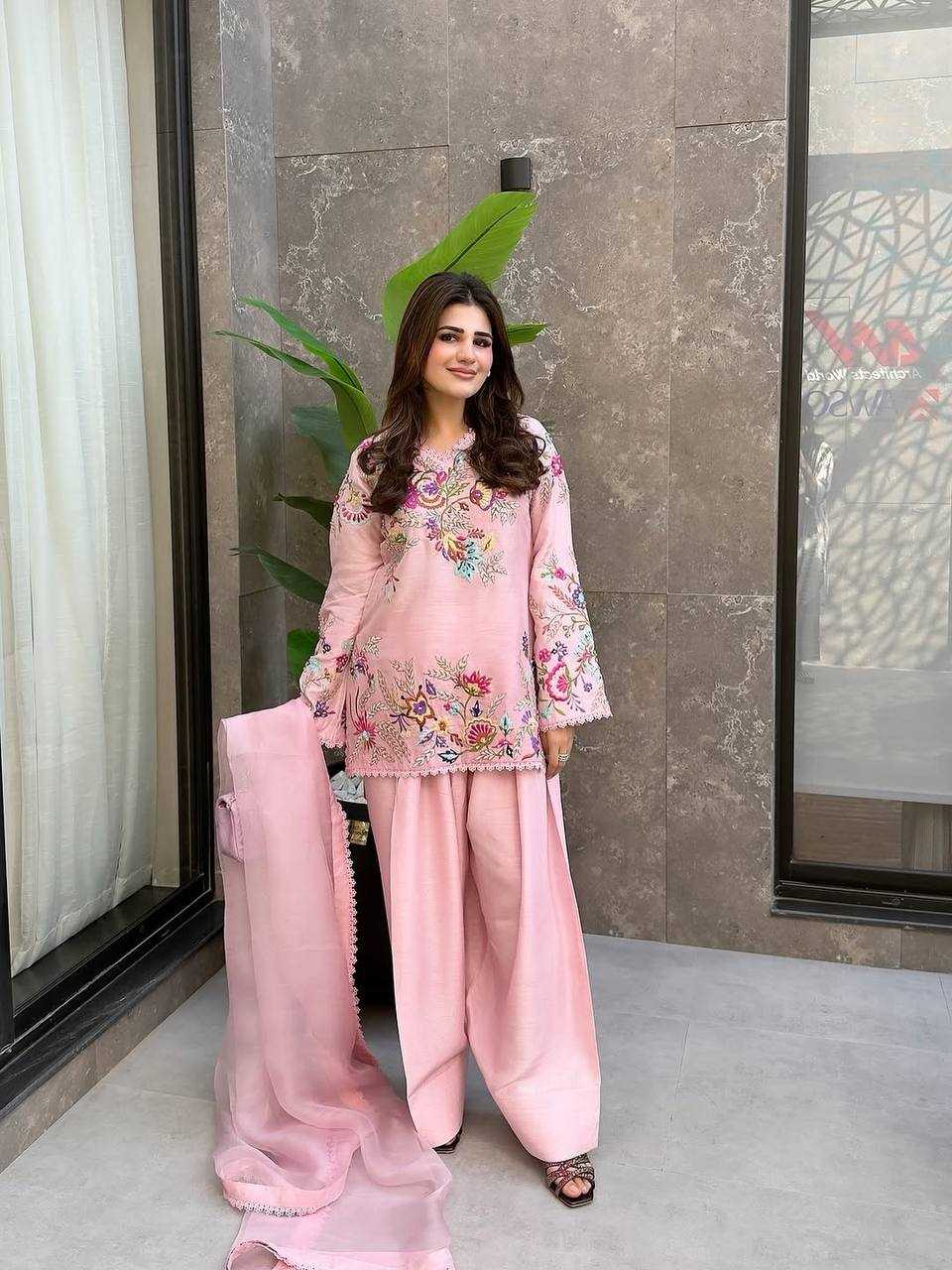 Crepe Silk Sharara Salwar Suit