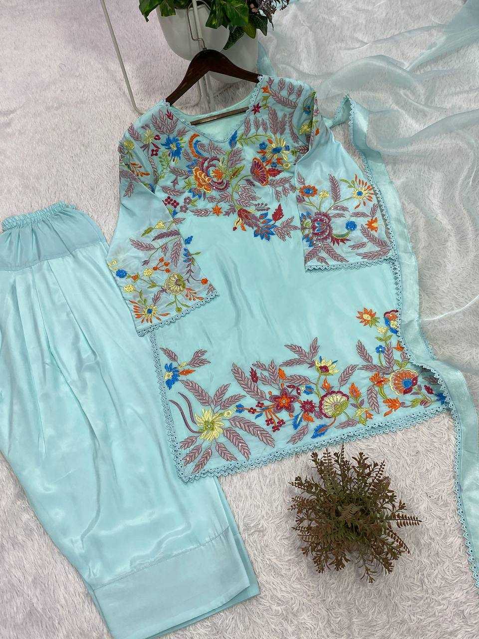 Crepe Silk Sharara Salwar Suit
