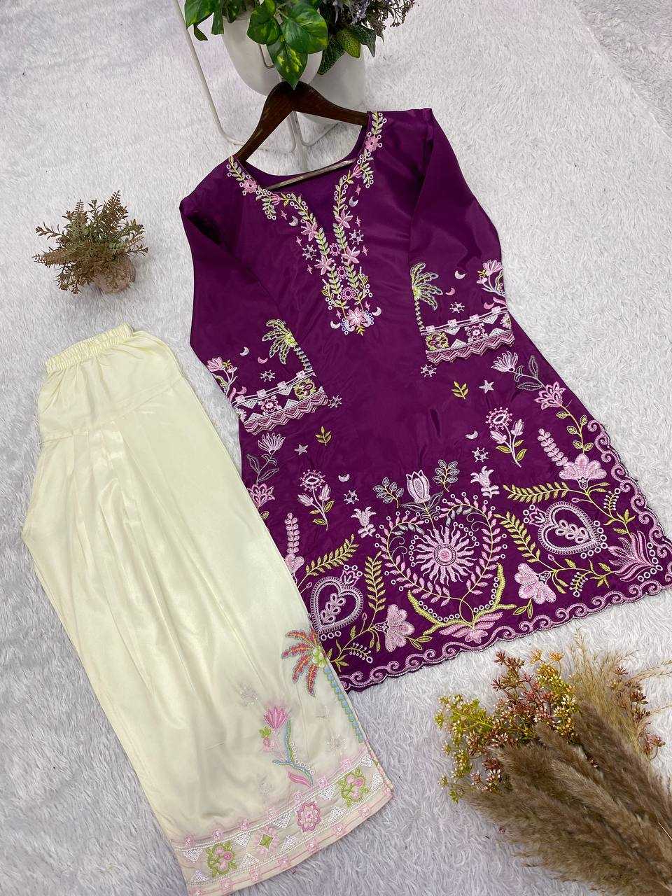 Crepe Silk Sharara Salwar Suit