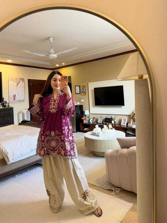 Crepe Silk Sharara Salwar Suit