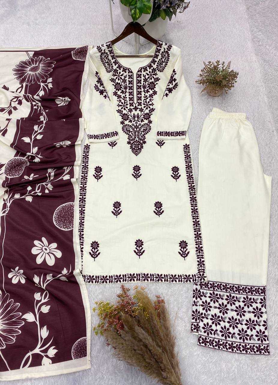 Slub Reyon Embroidery Suit