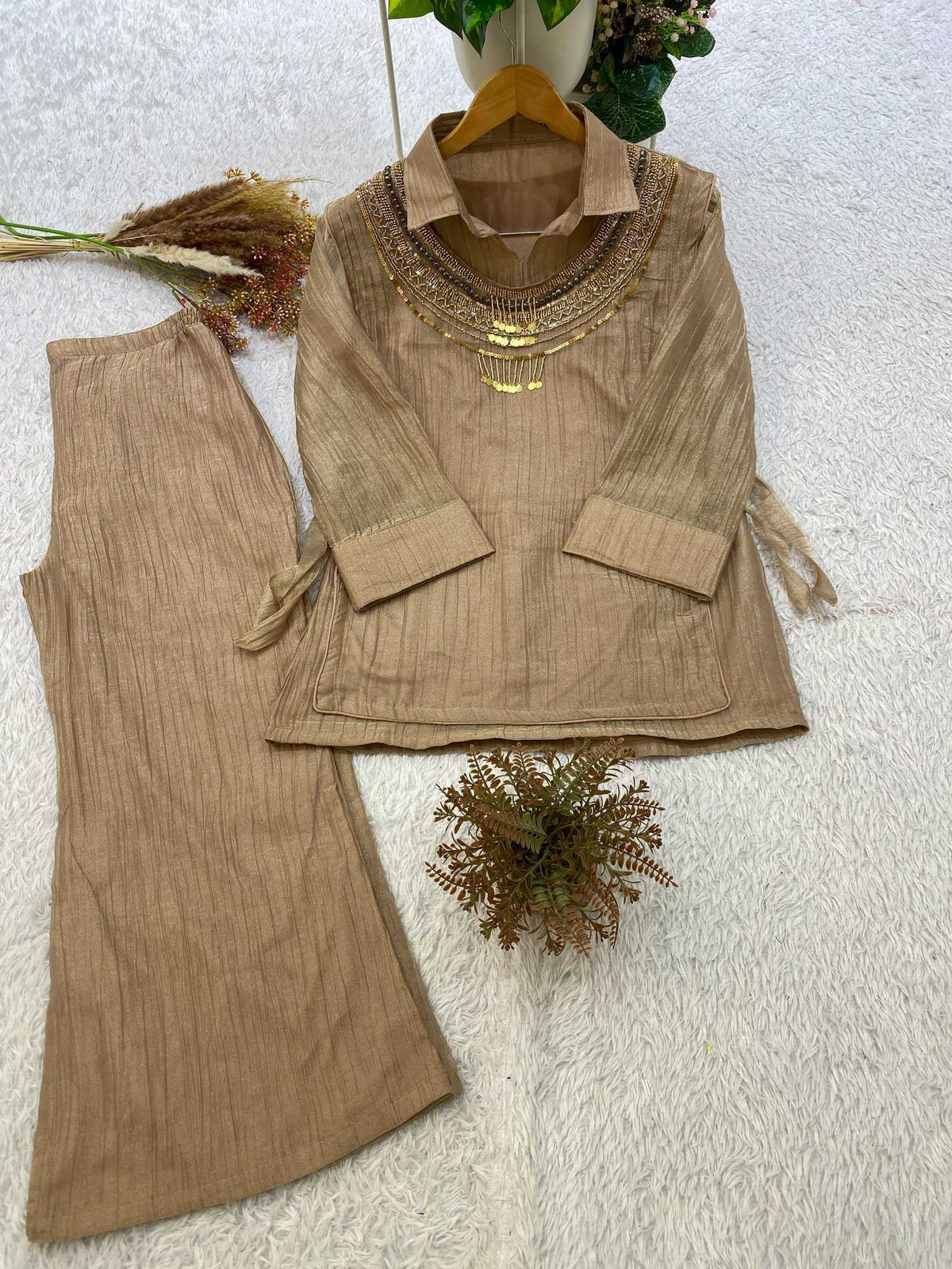 Silk Designer Kurti in Brown