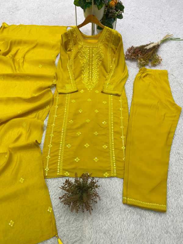 Heavy Roman Silk Embroidery Suit