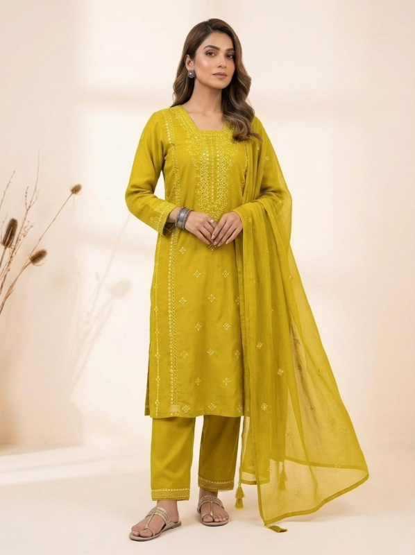 Heavy Roman Silk Embroidery Suit