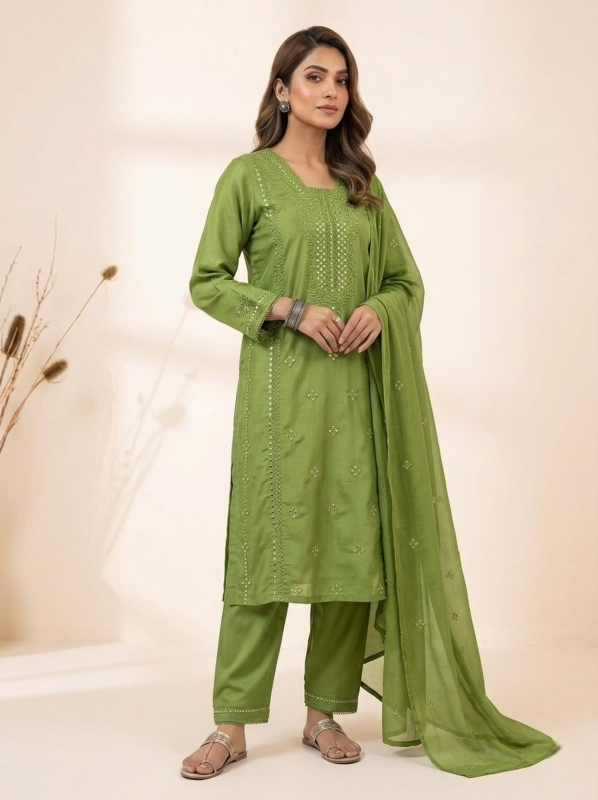 Heavy Roman Silk Embroidery Suit