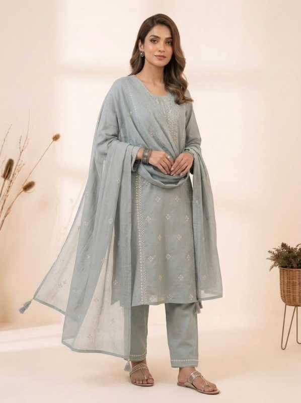 Heavy Roman Silk Embroidery Suit