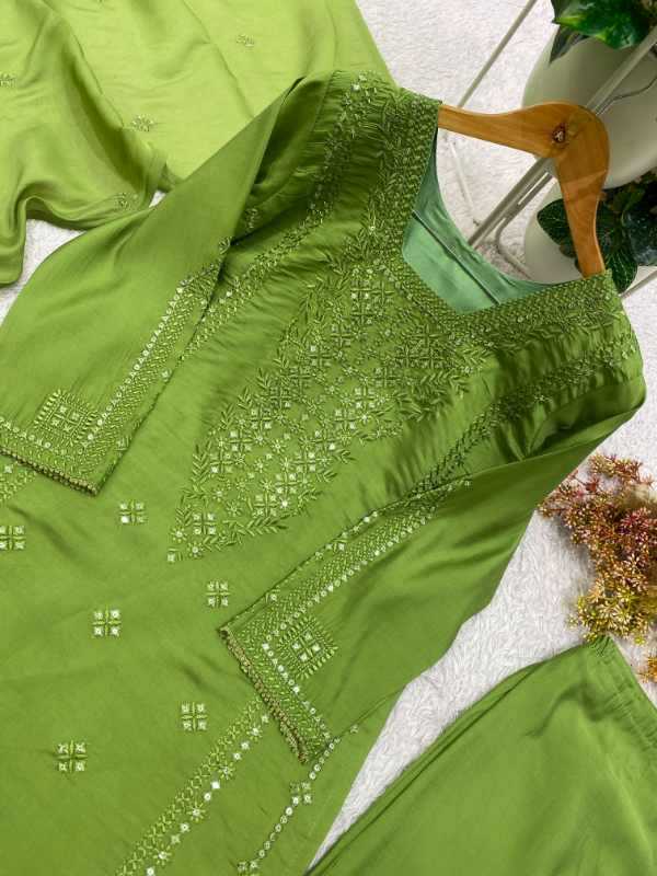 Heavy Roman Silk Embroidery Suit