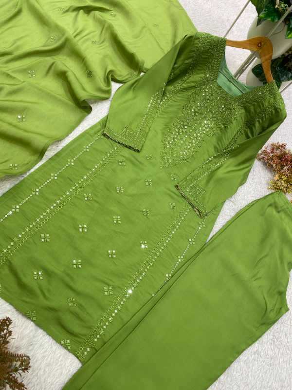 Heavy Roman Silk Embroidery Suit