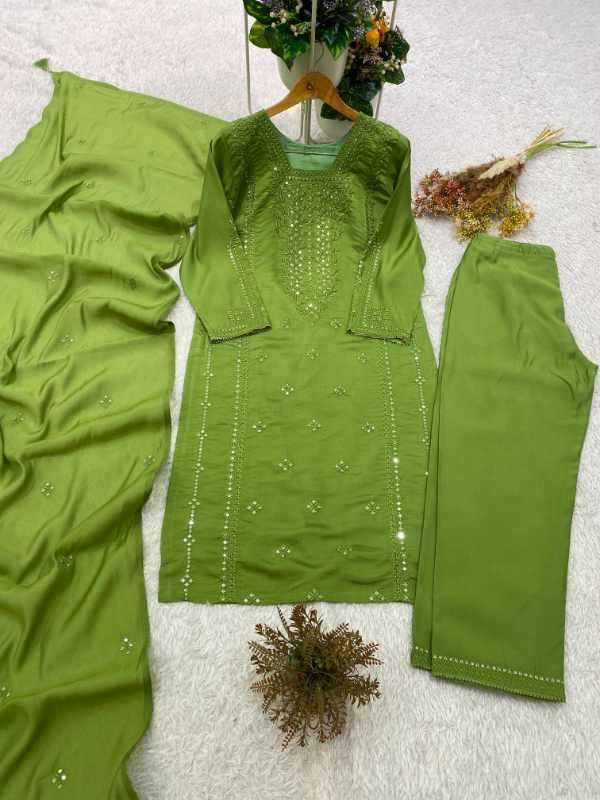 Heavy Roman Silk Embroidery Suit