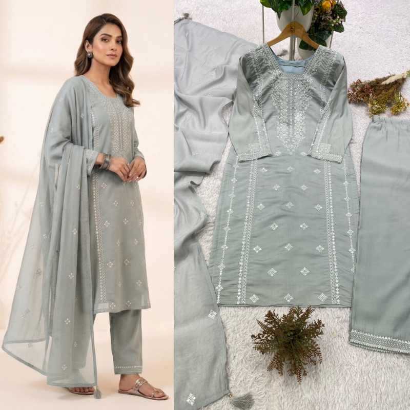 Heavy Roman Silk Embroidery Suit