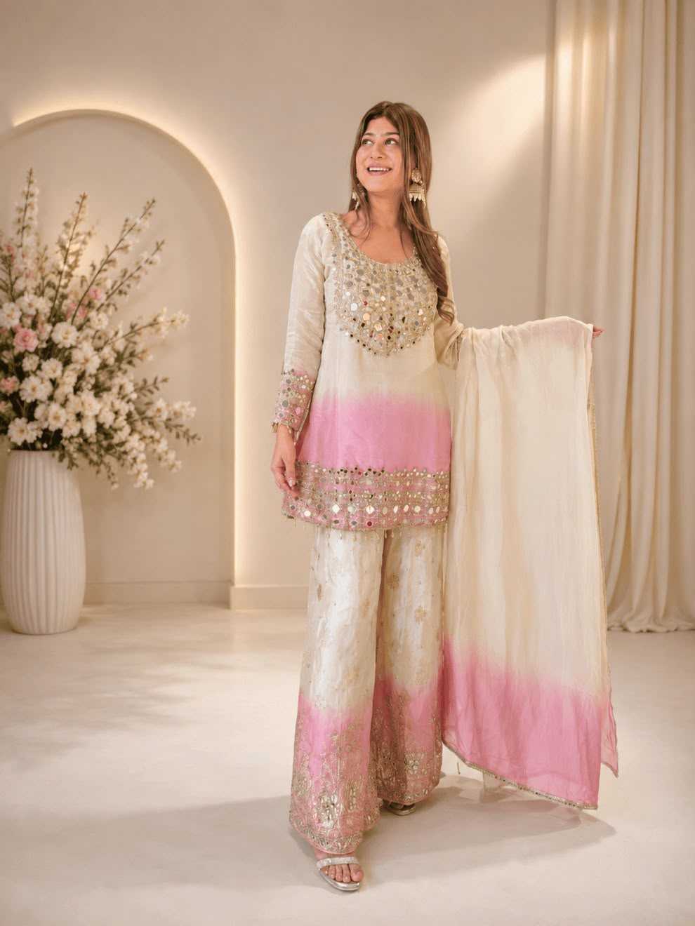 Georgette Embroidery Suit in Blue