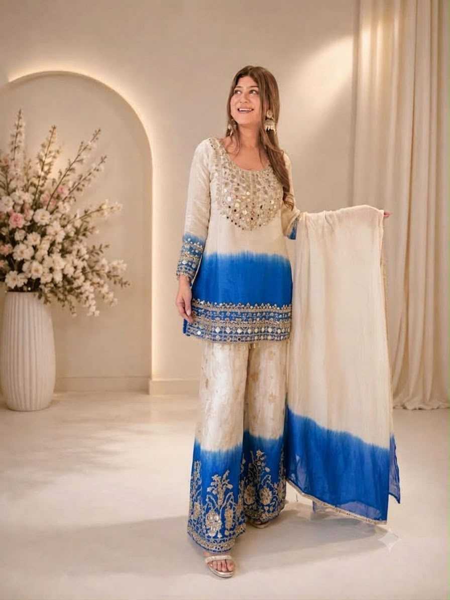Georgette Embroidery Suit in Blue