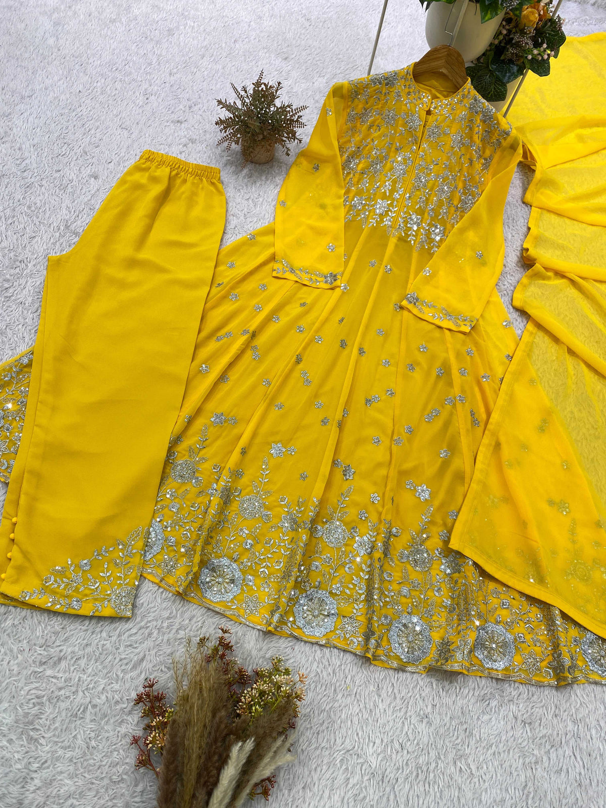 Georgette Embroidery Suit in Sky Blue