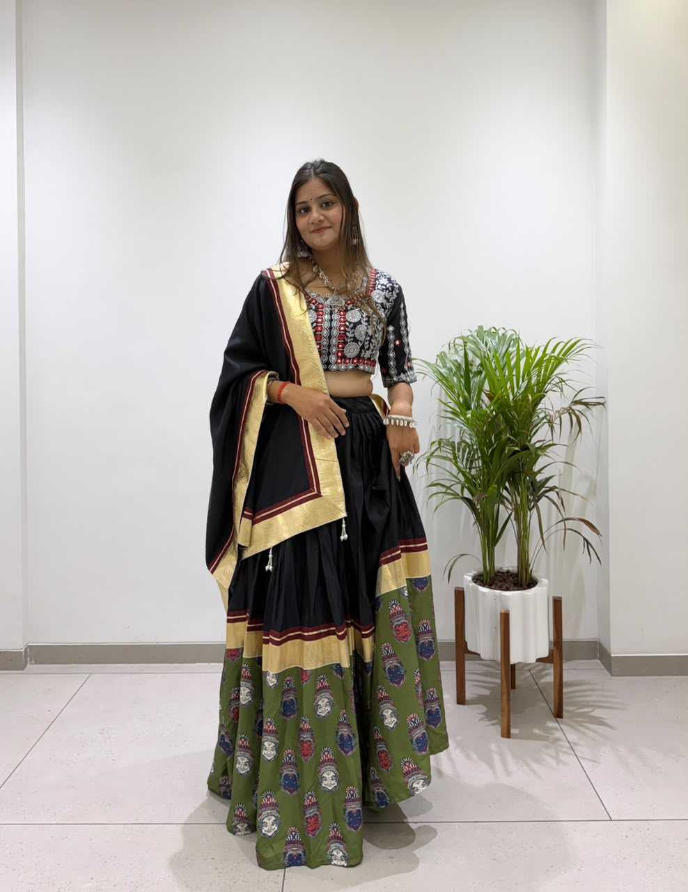 Rayon Embroidered Lehenga in Navy Blue