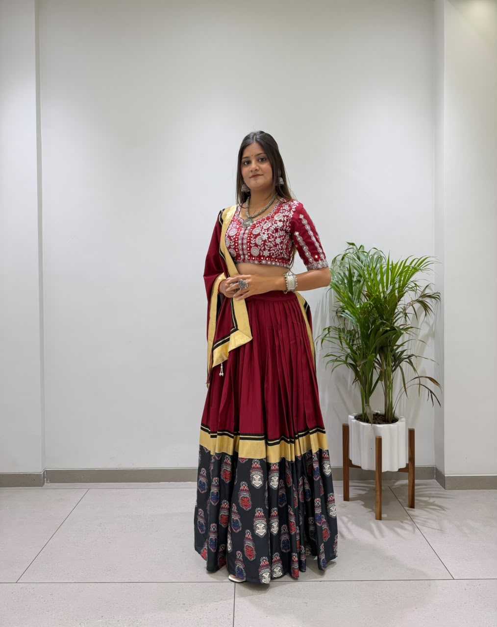 Rayon Embroidered Lehenga in Navy Blue