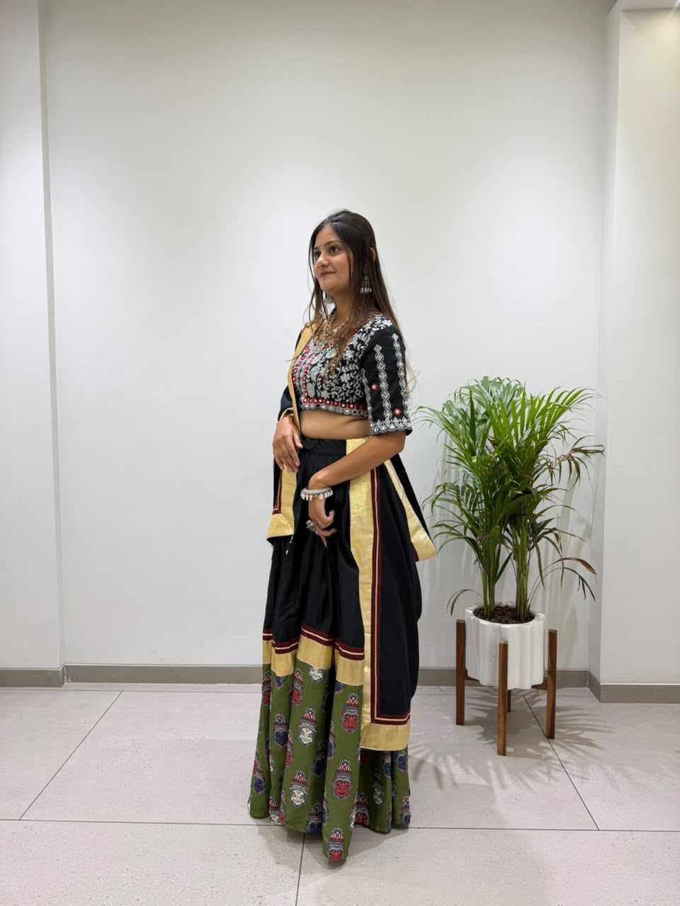 Rayon Embroidered Lehenga in Navy Blue