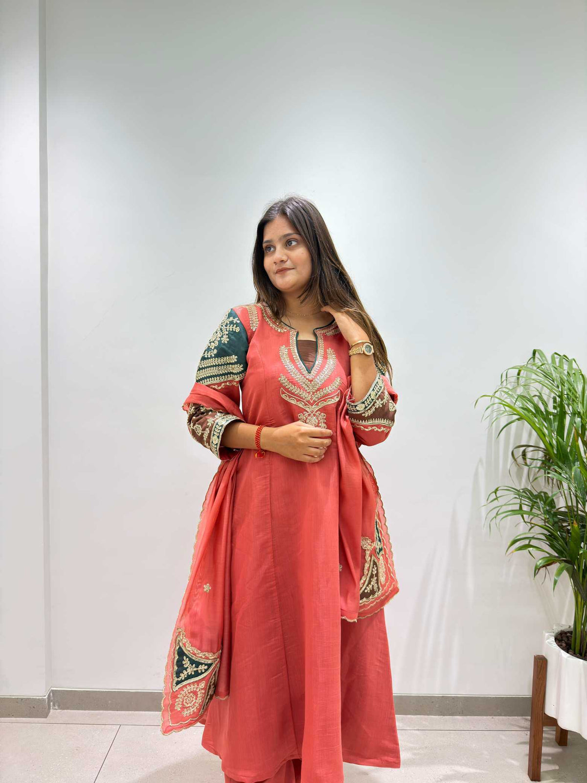 Chanderi Soft Embroidery Suit
