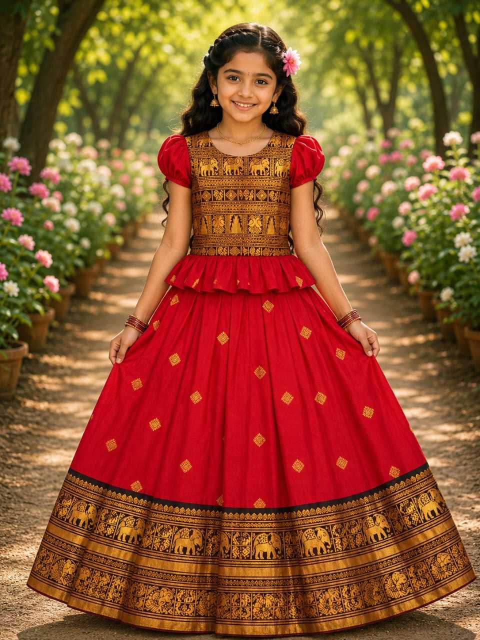 Kanchi Soft Silk Kids Lehenga