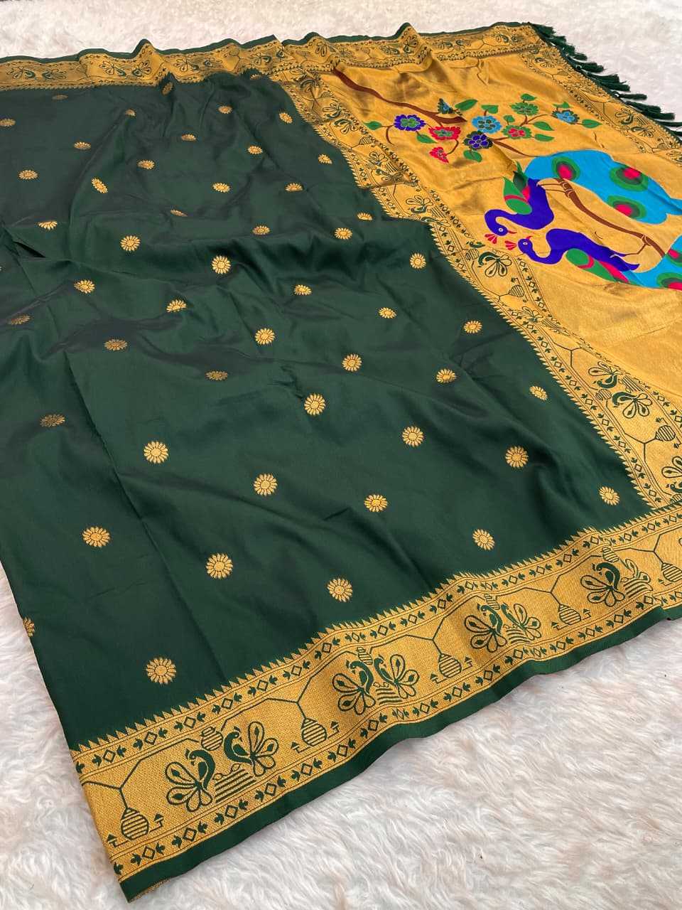 Morni Paithani Silk Butta Saree