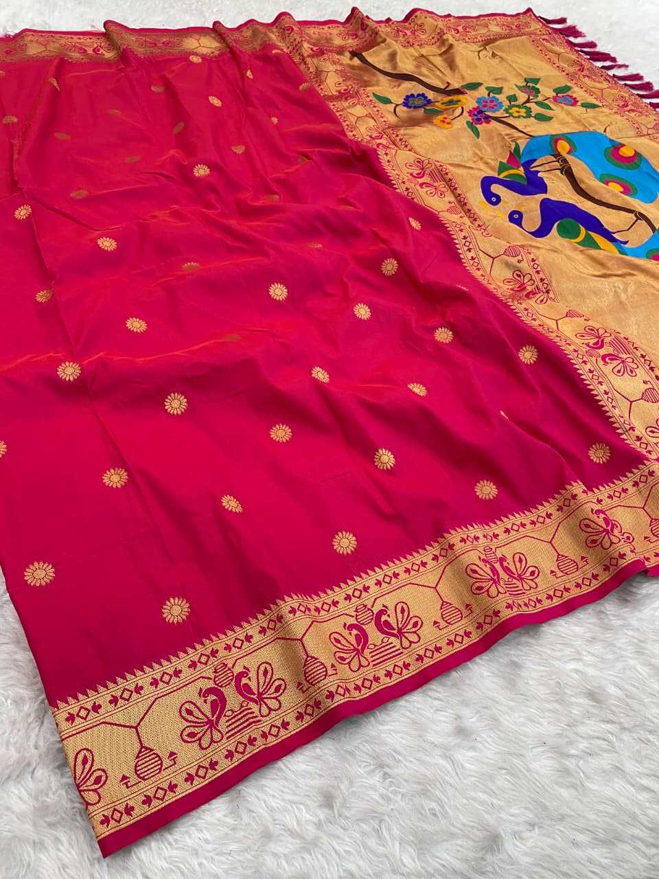 Morni Paithani Silk Butta Saree