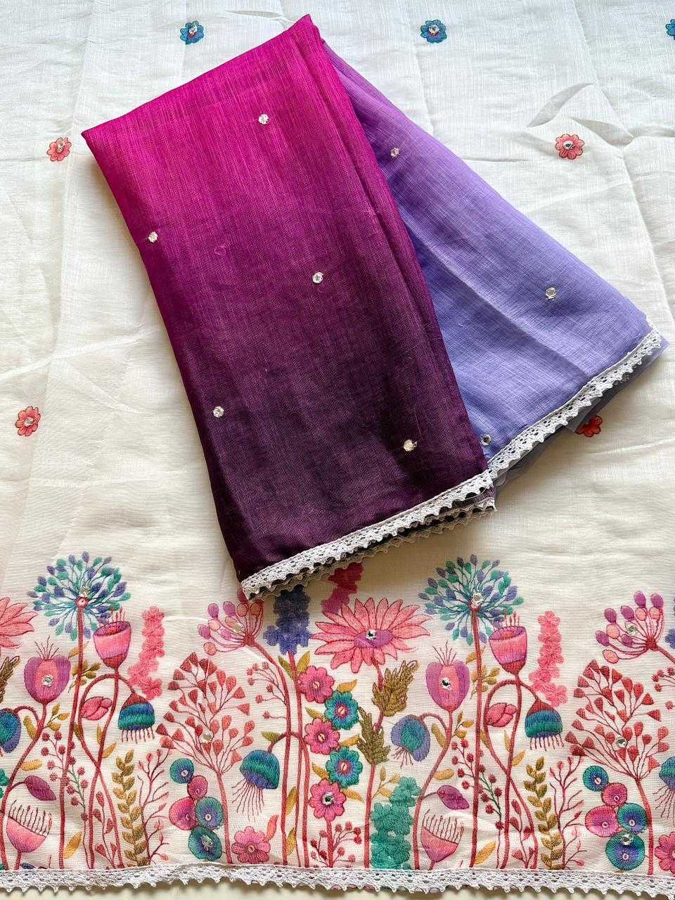 Linen Embroidered Saree
