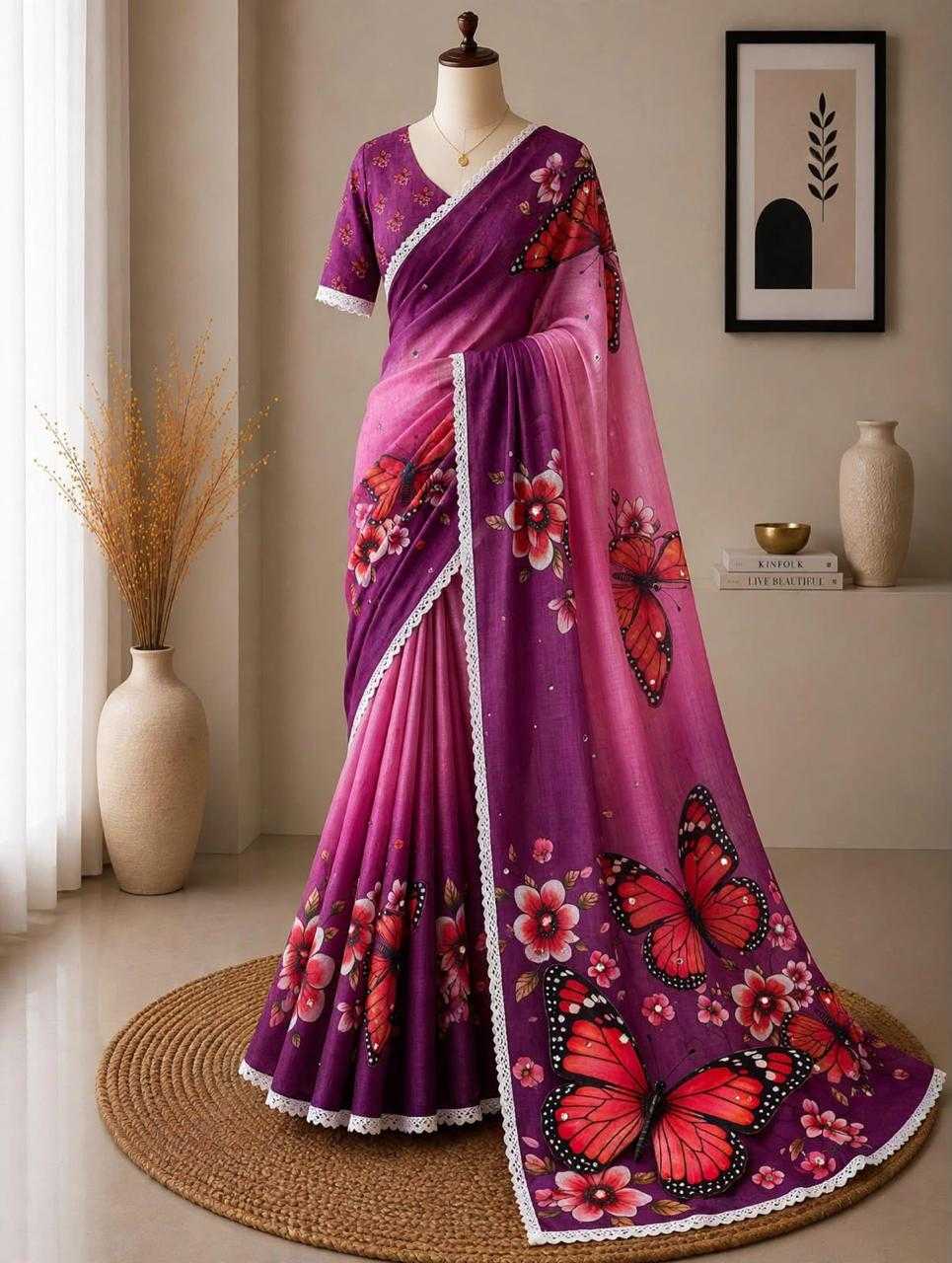 Aarna Linen Embroidered Saree