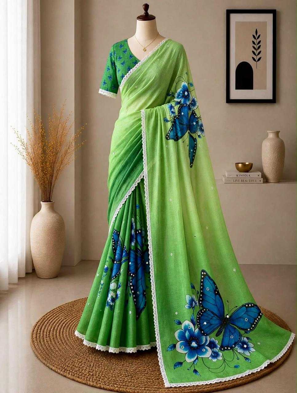 Aarna Linen Embroidered Saree
