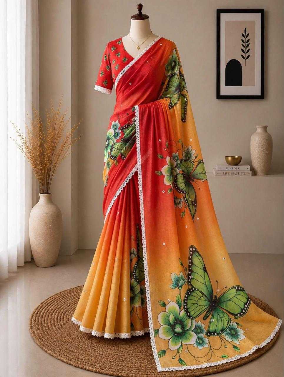 Aarna Linen Embroidered Saree