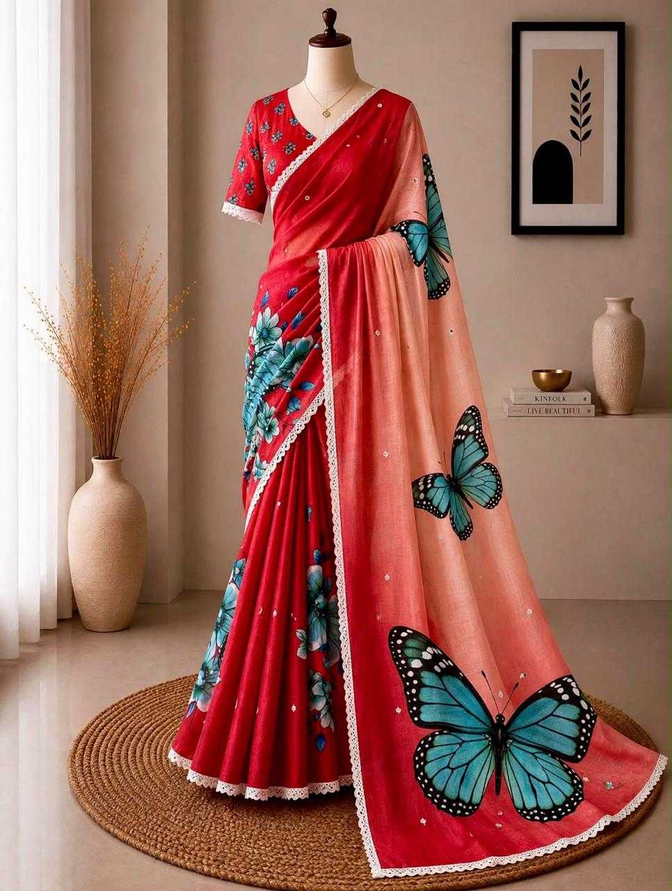 Aarna Linen Embroidered Saree