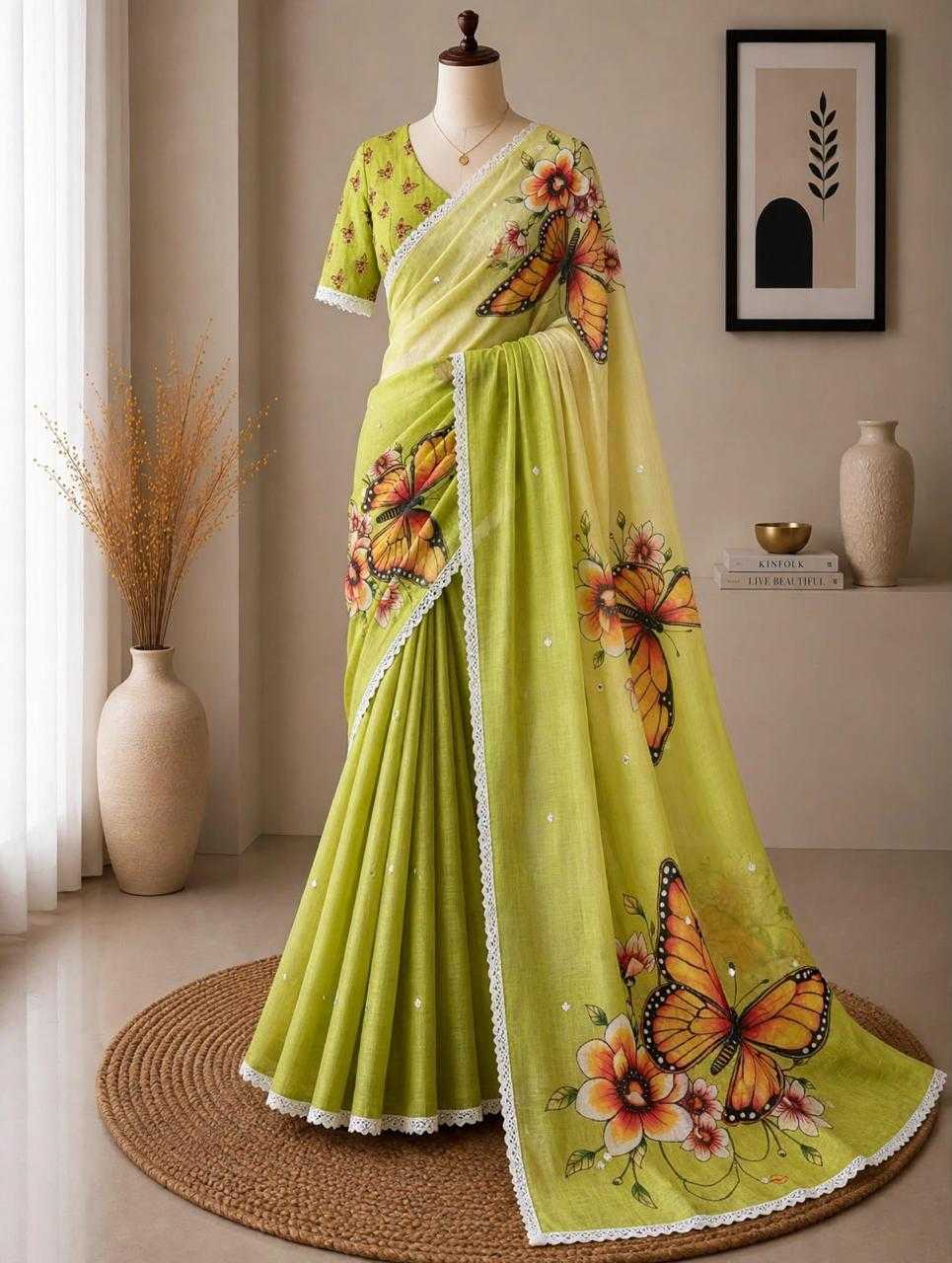 Aarna Linen Embroidered Saree