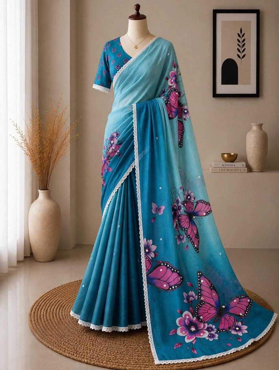 Aarna Linen Embroidered Saree